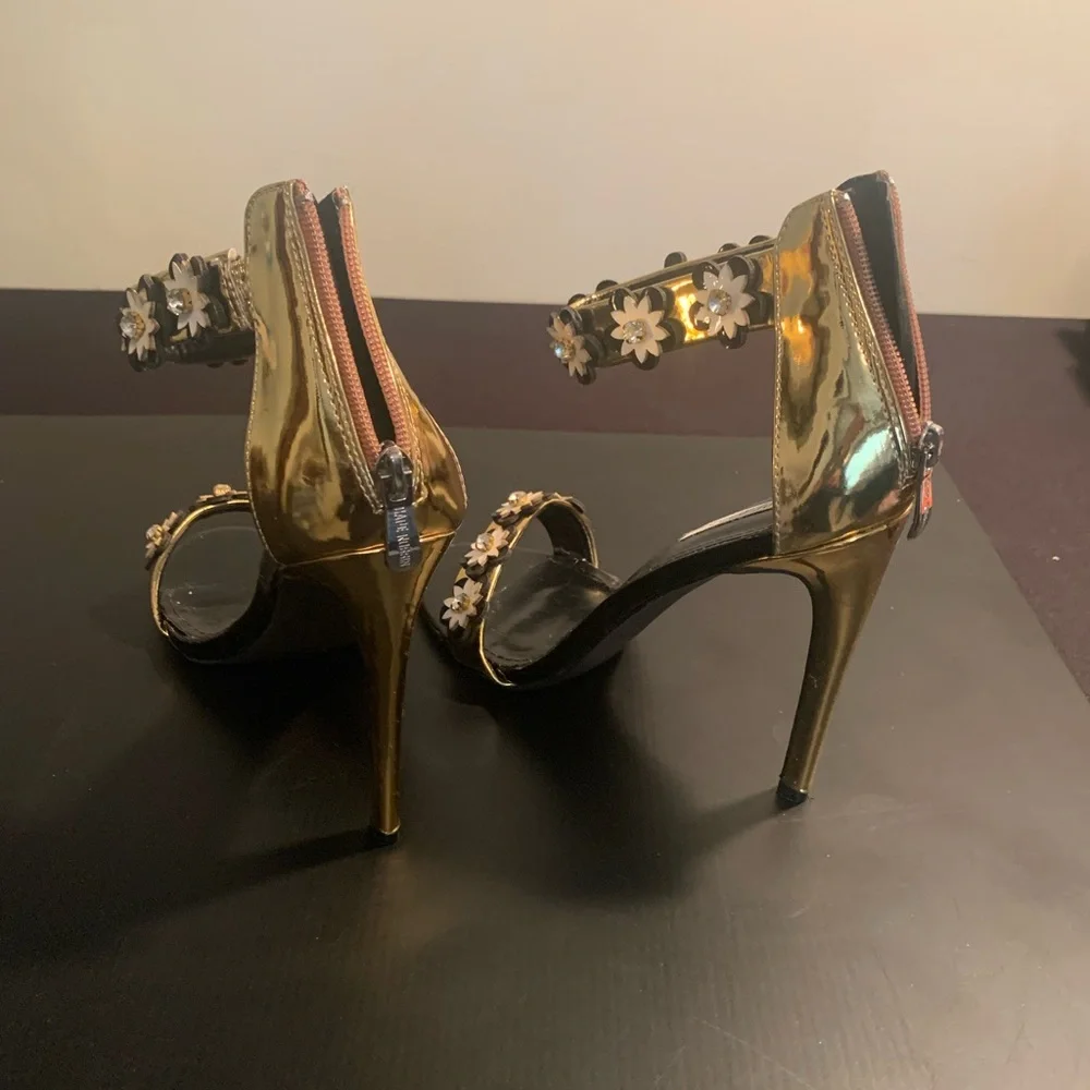 Cape Robbin Gold and Black Floral Heels - Picture 2 of 12